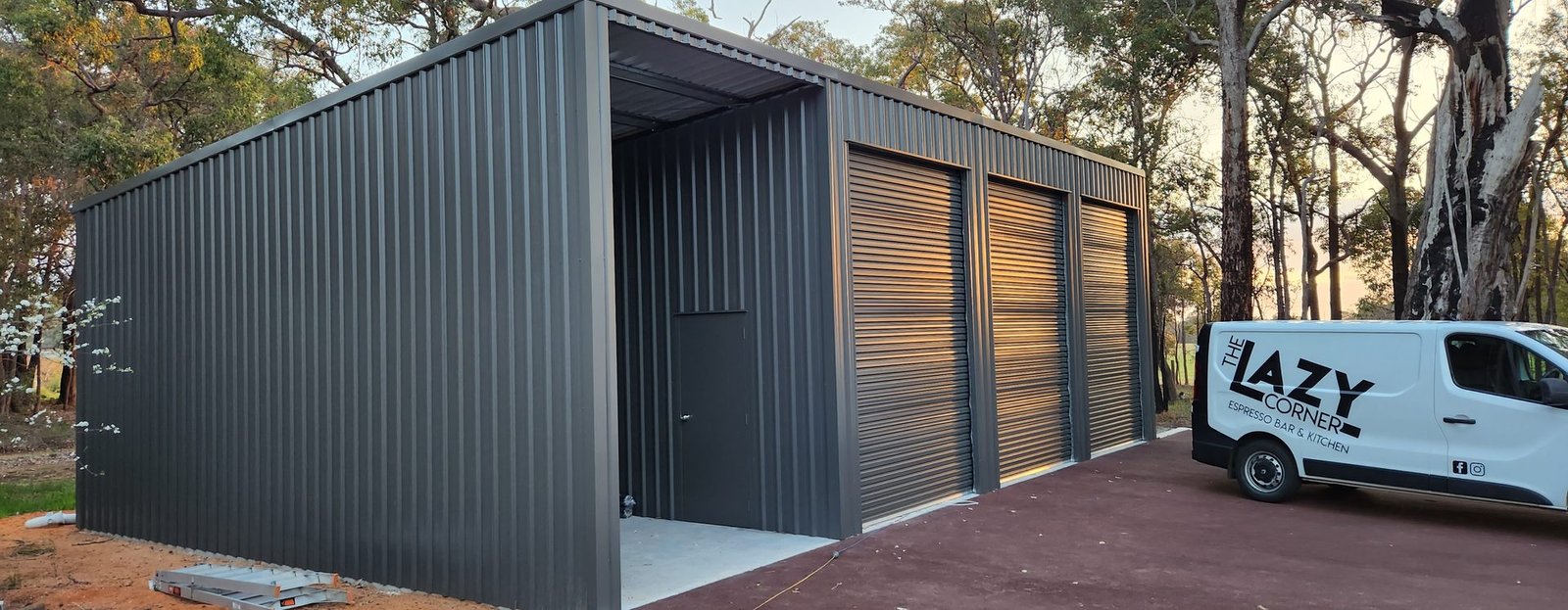 Completed steel shed — shed builder Stoneville