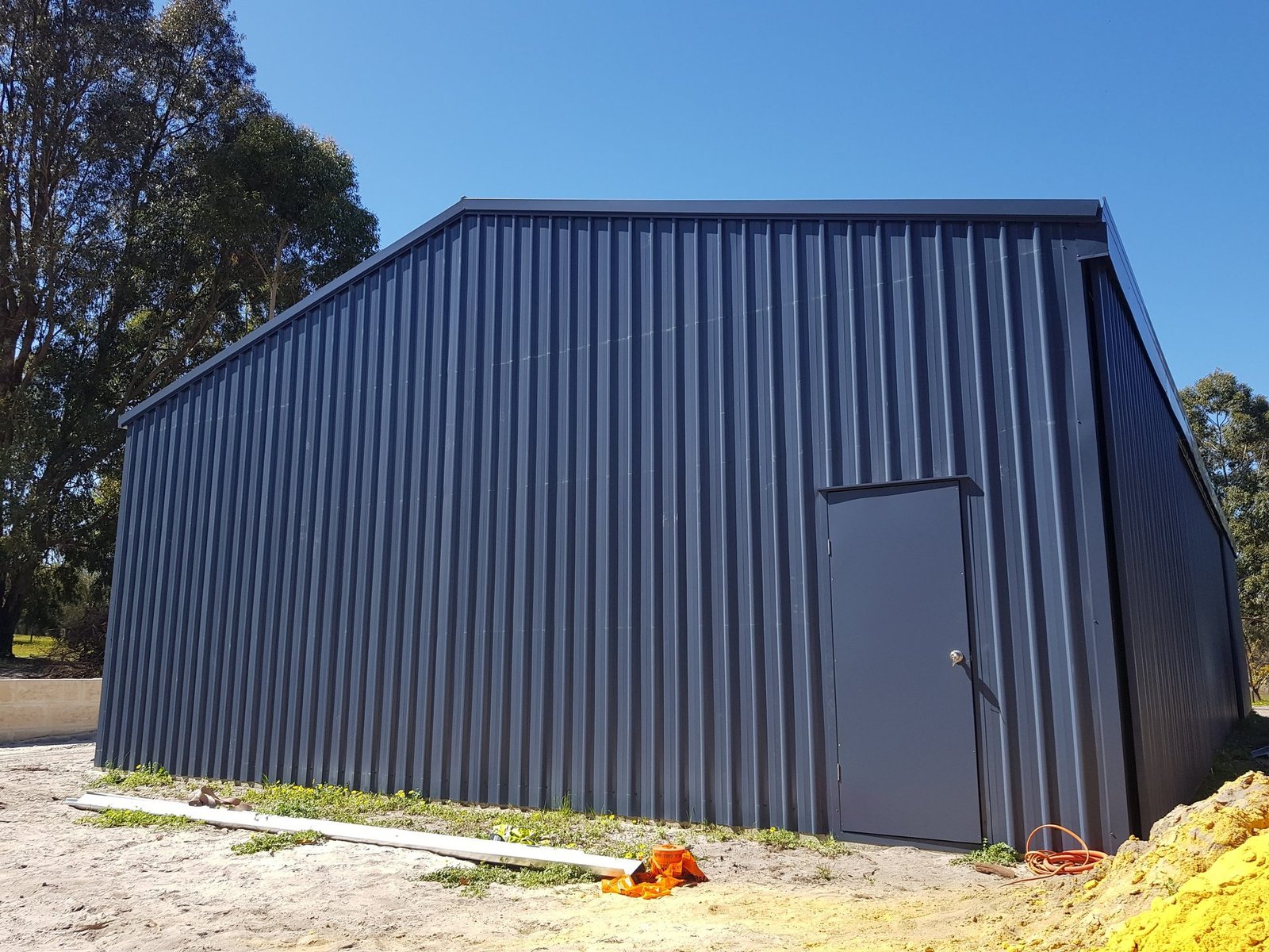 Steel shed frame during professional installation in Perth